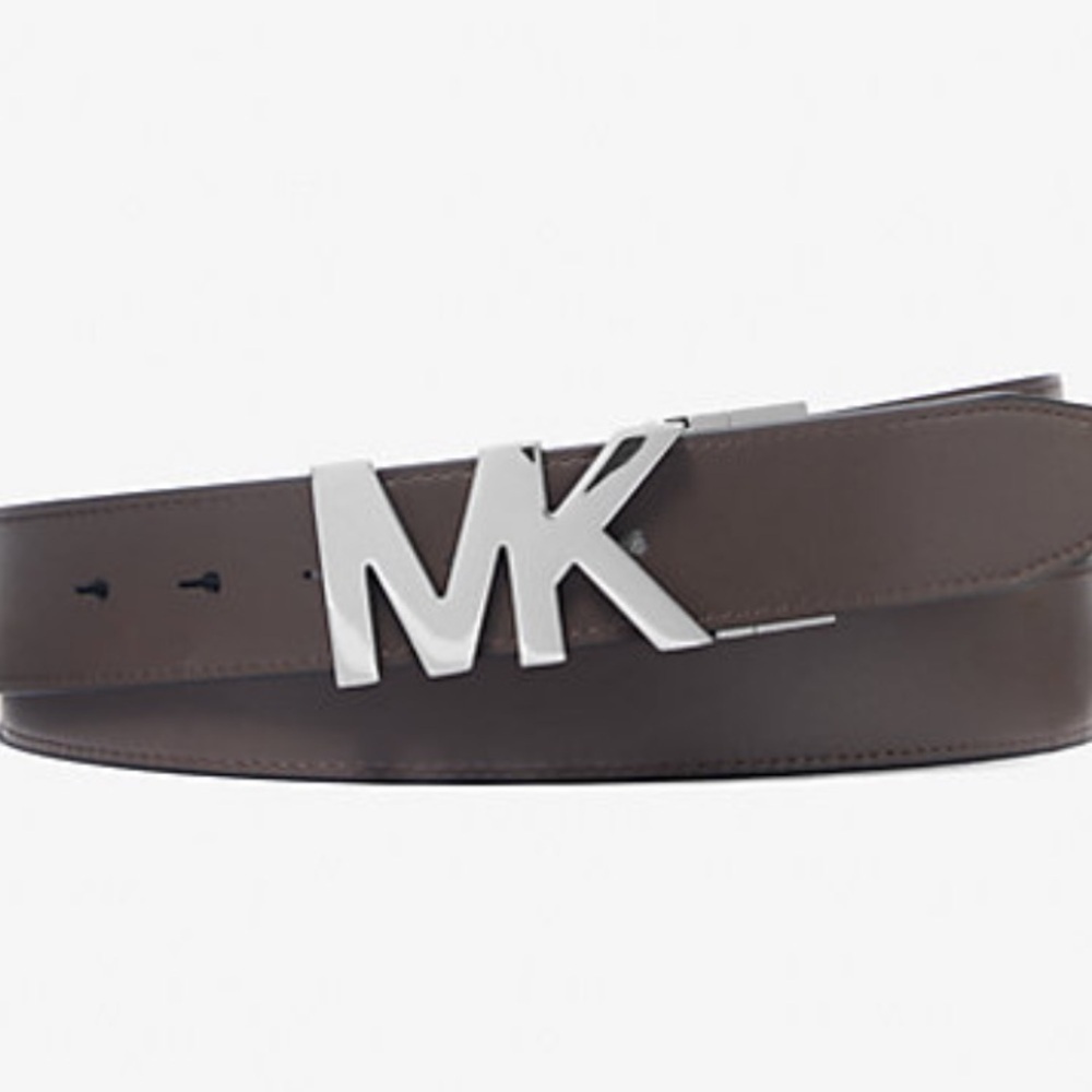 Michael Kors Logo and Leather Waist Belt (Brown / Chocolate) Large - Picture 2 of 10